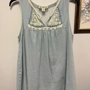 Vintage America Light Blue Lace Trim Blouse